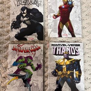 Spider man & Marvel Verse.Paperback Set Of 4. Venom, Thanos,Iron man& Spider Man
